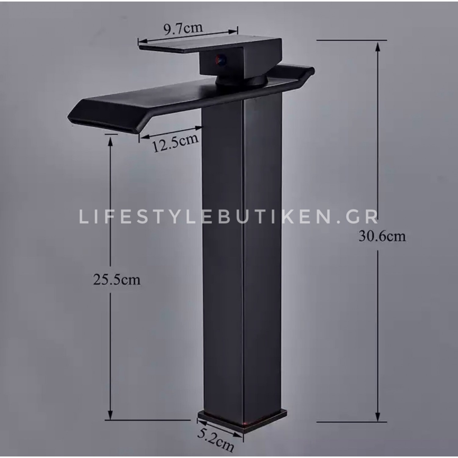 Μπαταρία Νιπτήρα Luxury Ψηλή αναμεικτική καταρράκτης BR2022 BLACK MAT