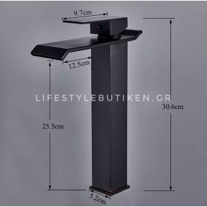 Μπαταρία Νιπτήρα Luxury Ψηλή αναμεικτική καταρράκτης BR2022 BLACK MAT