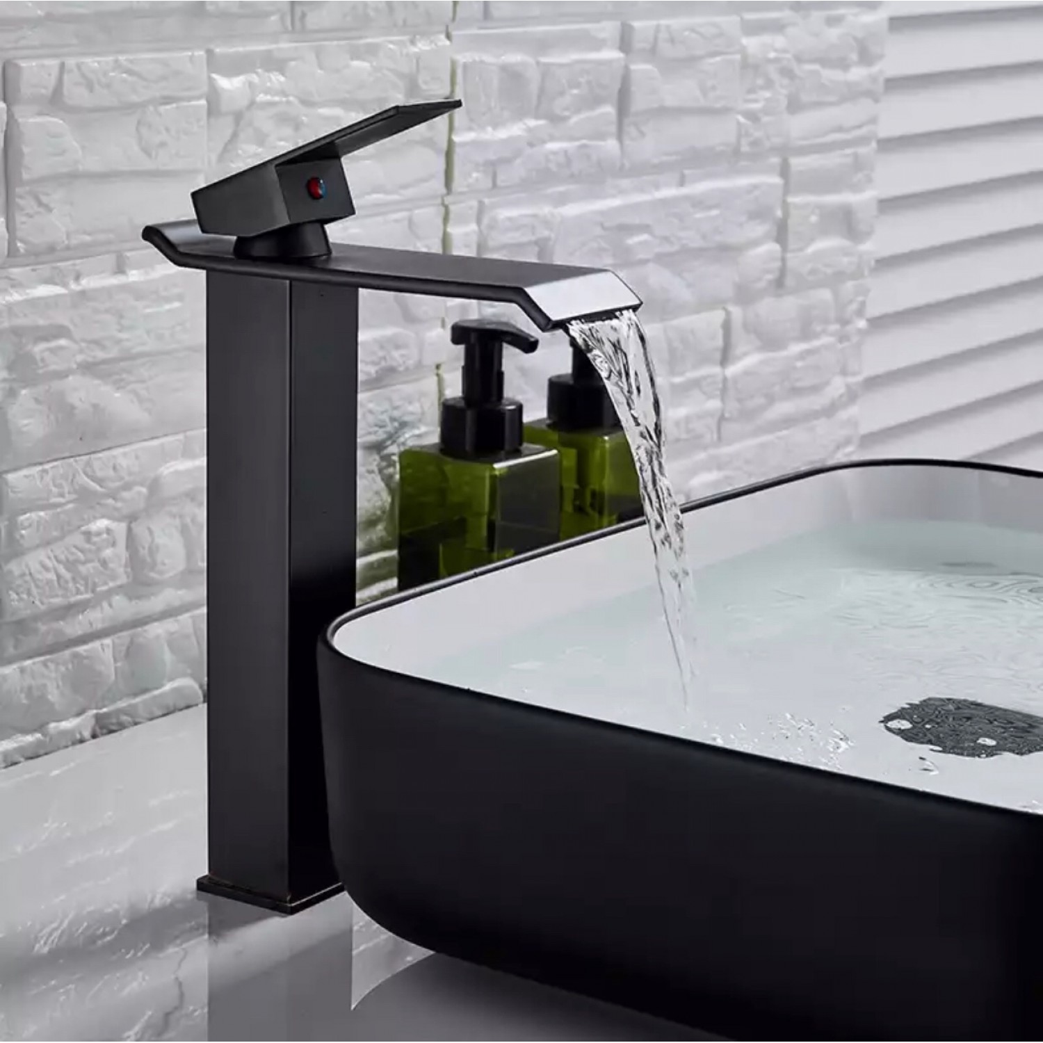 Μπαταρία Νιπτήρα Luxury Ψηλή αναμεικτική καταρράκτης BR2022 BLACK MAT