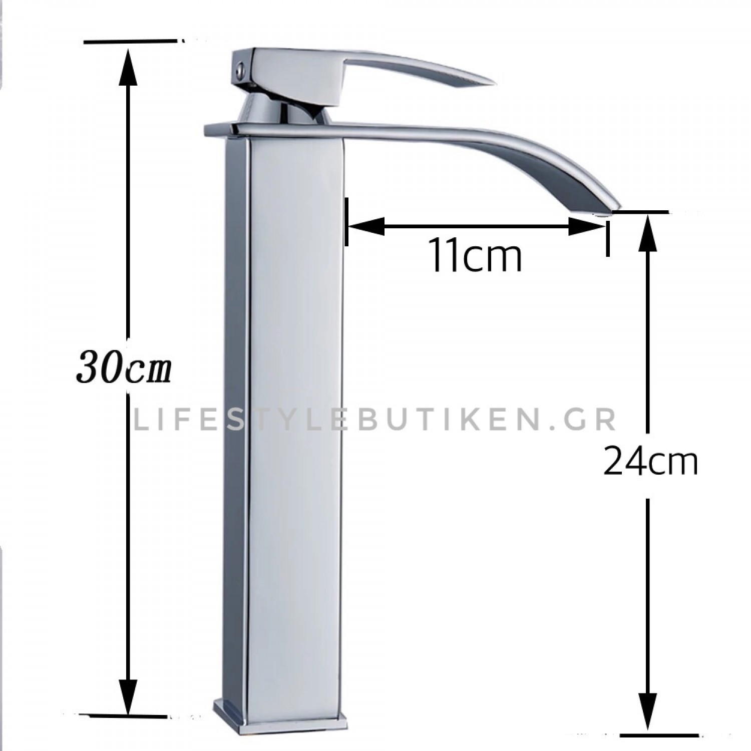 NARON Μπαταρία Νιπτήρα Ψηλή αναμεικτική καταρράκτης NR1010 Chrome