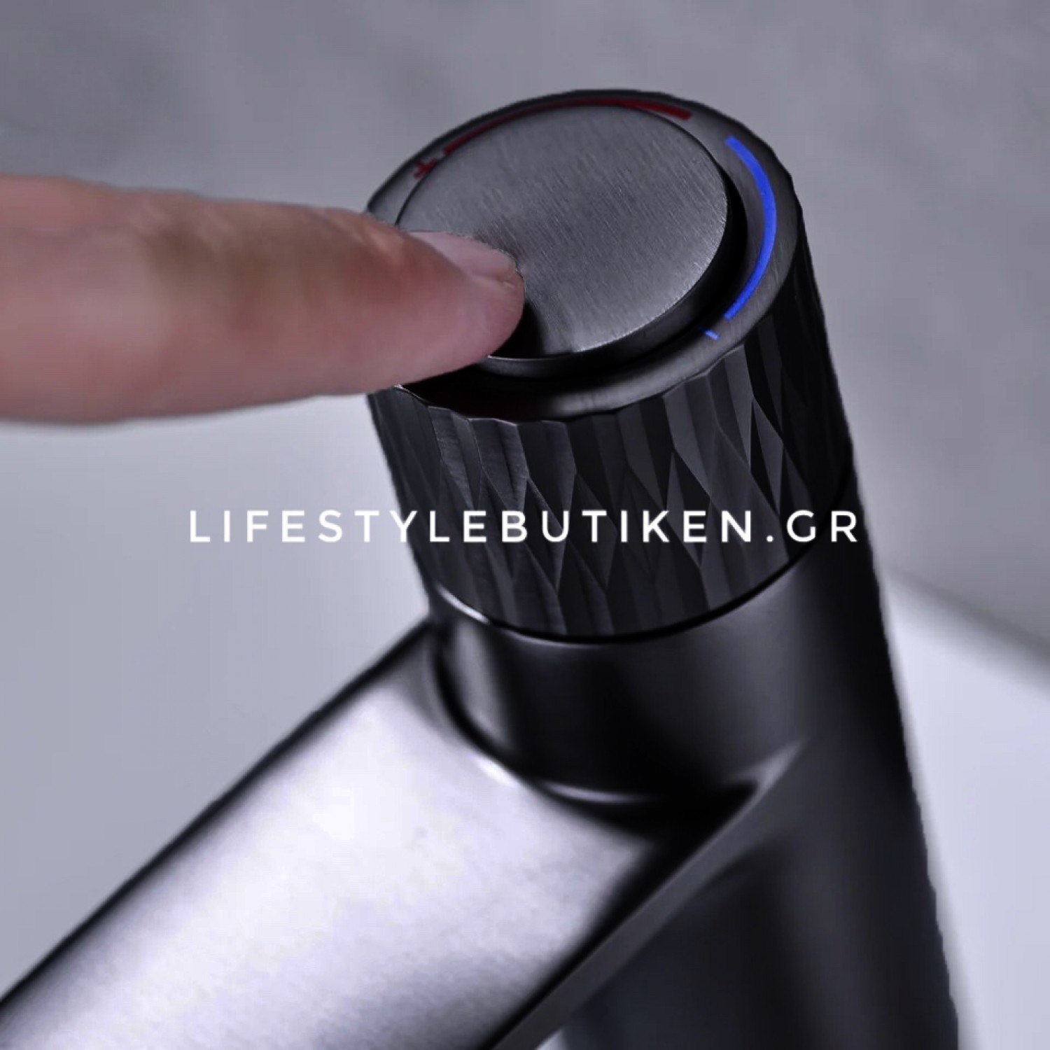 Luxury Μπαταρία Νιπτήρα με Πάτημα Κουμπιού STOCCO BZ8822B Black Mat