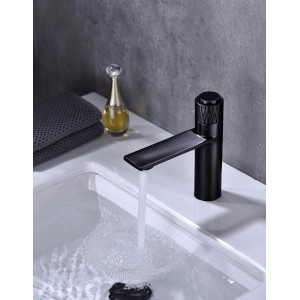 Luxury Μπαταρία Νιπτήρα με Πάτημα Κουμπιού STOCCO BZ8822B Black Mat