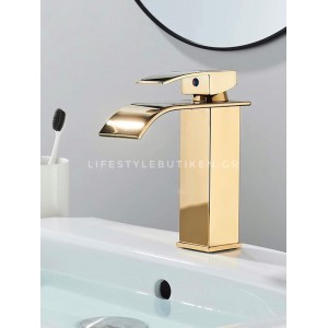 Naron Μπαταρία νιπτήρα καταρράκτης αναμεικτική NR1020 Polished Gold