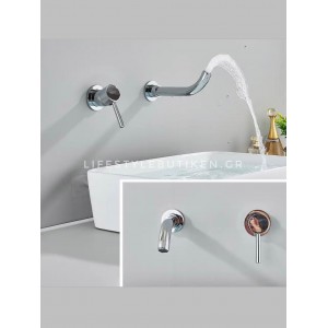 NARON Επιτοίχια Μπαταρία Νιπτήρα Αναμεικτική Με Μηχανισμό Εντοιχισμού NR3577 CHROME