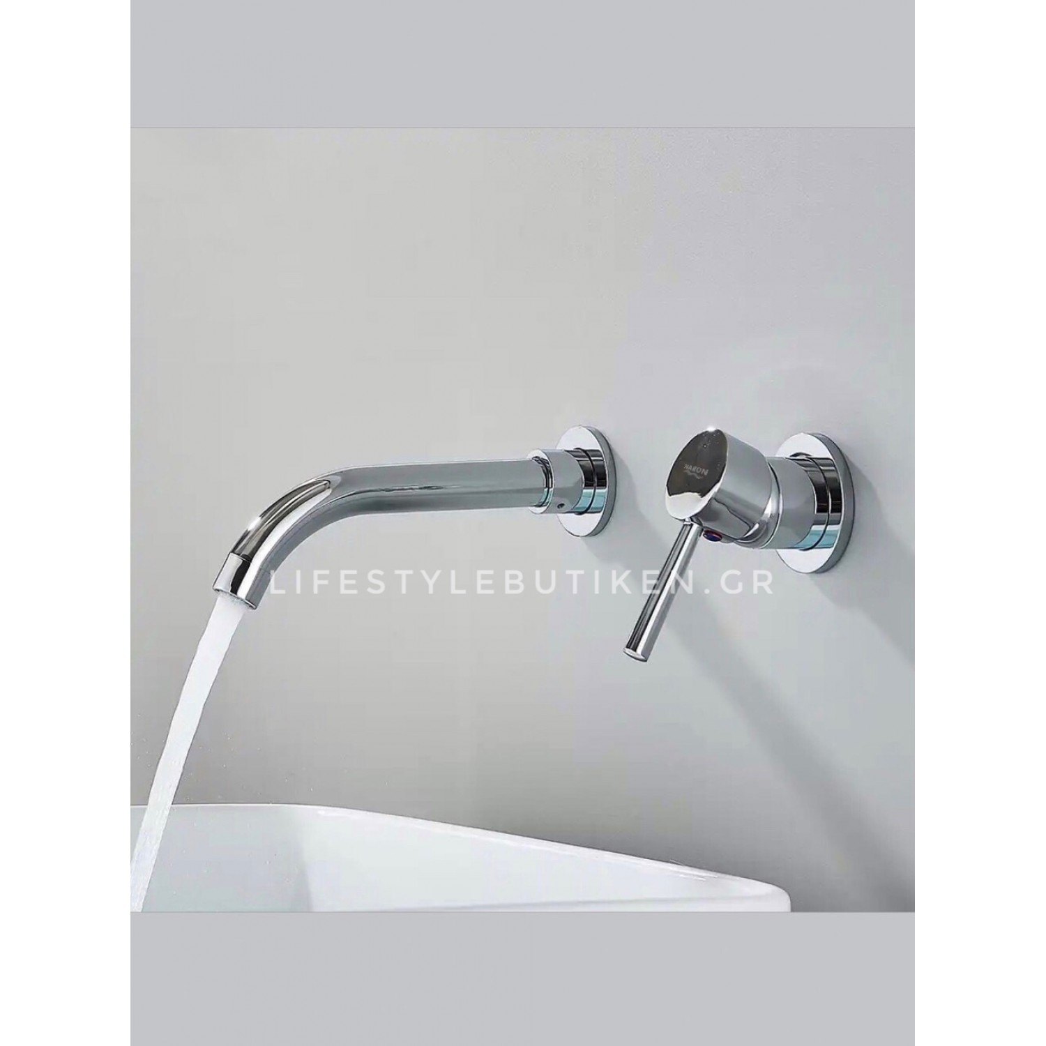 NARON Επιτοίχια Μπαταρία Νιπτήρα Αναμεικτική Με Μηχανισμό Εντοιχισμού NR3577 CHROME