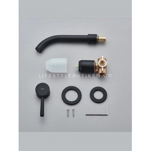 NARON Επιτοίχια Μπαταρία Νιπτήρα Αναμεικτική Με Μηχανισμό Εντοιχισμού NR3577 BLACK MAT