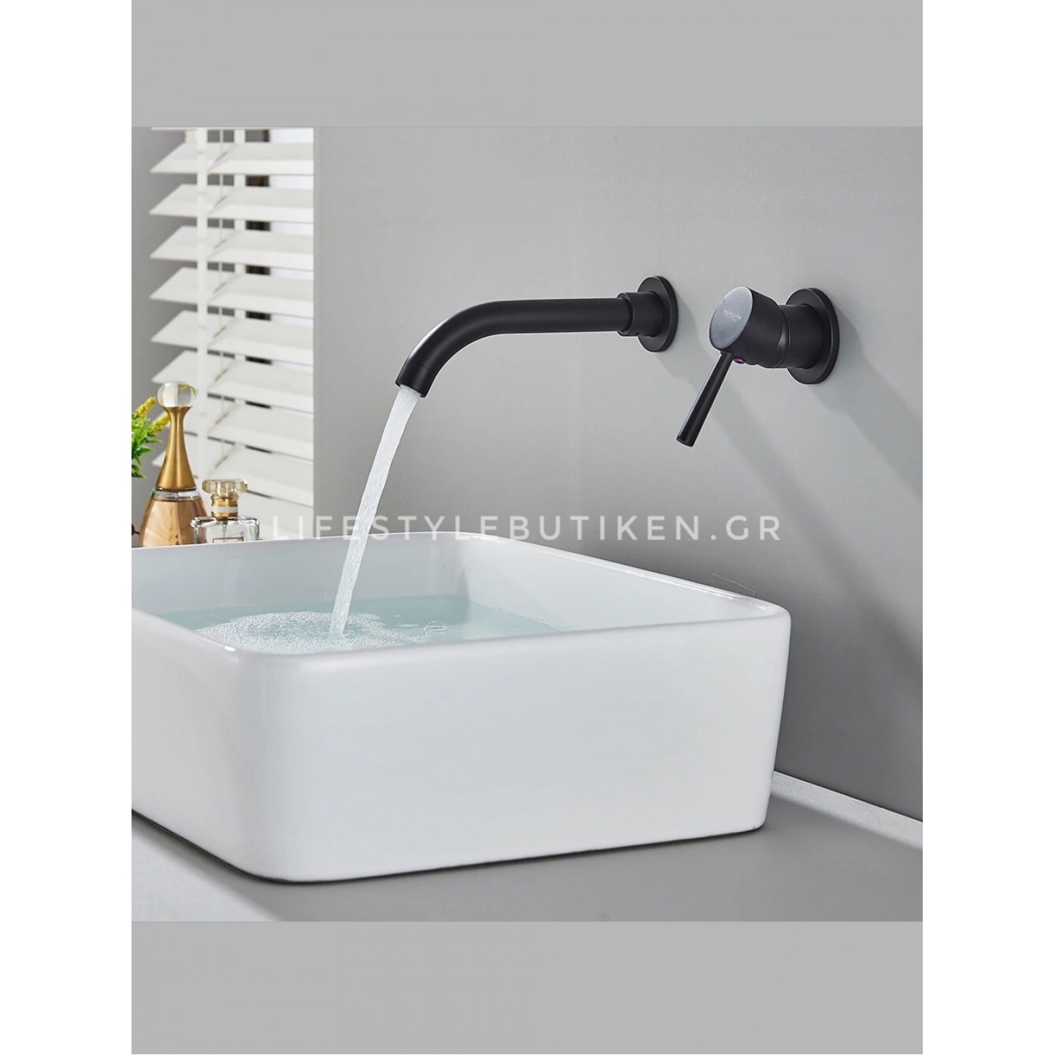 NARON Επιτοίχια Μπαταρία Νιπτήρα Αναμεικτική Με Μηχανισμό Εντοιχισμού NR3577 BLACK MAT