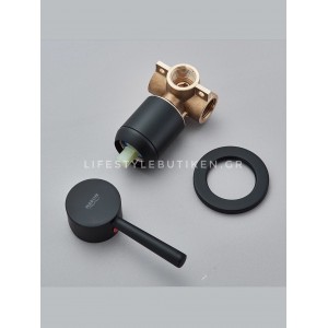 NARON Επιτοίχια Μπαταρία Νιπτήρα Αναμεικτική Με Μηχανισμό Εντοιχισμού NR3577 BLACK MAT