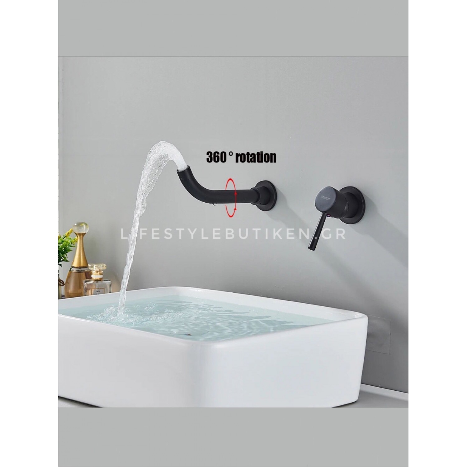 NARON Επιτοίχια Μπαταρία Νιπτήρα Αναμεικτική Με Μηχανισμό Εντοιχισμού NR3577 BLACK MAT