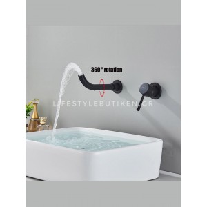 NARON Επιτοίχια Μπαταρία Νιπτήρα Αναμεικτική Με Μηχανισμό Εντοιχισμού NR3577 BLACK MAT