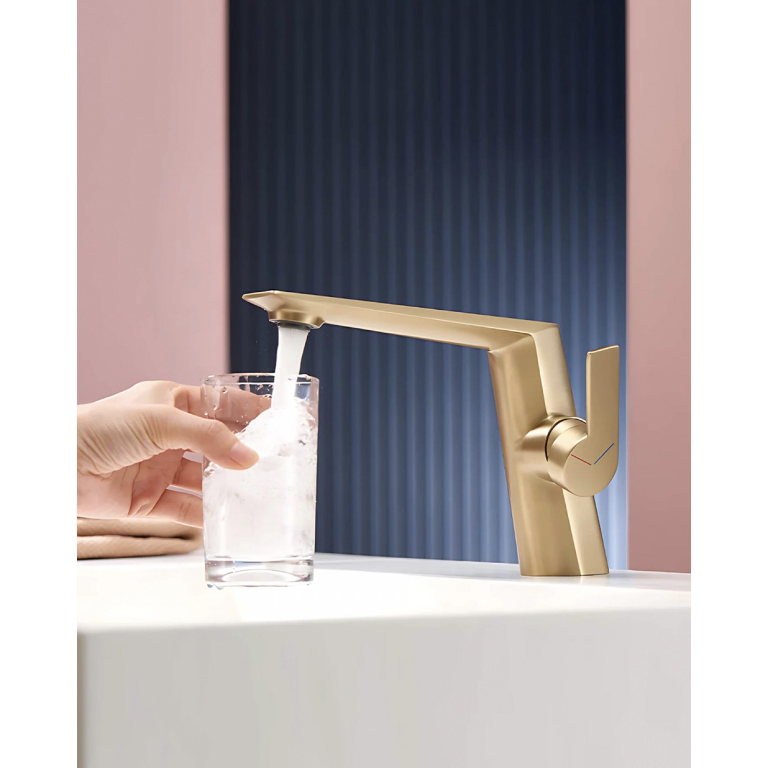 Naron Μπαταρία Νιπτήρα Αναμεικτική NR81642 Brushed Gold