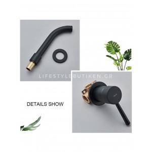 NARON Επιτοίχια Μπαταρία Νιπτήρα Αναμεικτική Με Μηχανισμό Εντοιχισμού NR3577 BLACK MAT