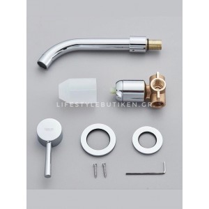 NARON Επιτοίχια Μπαταρία Νιπτήρα Αναμεικτική Με Μηχανισμό Εντοιχισμού NR3577 CHROME