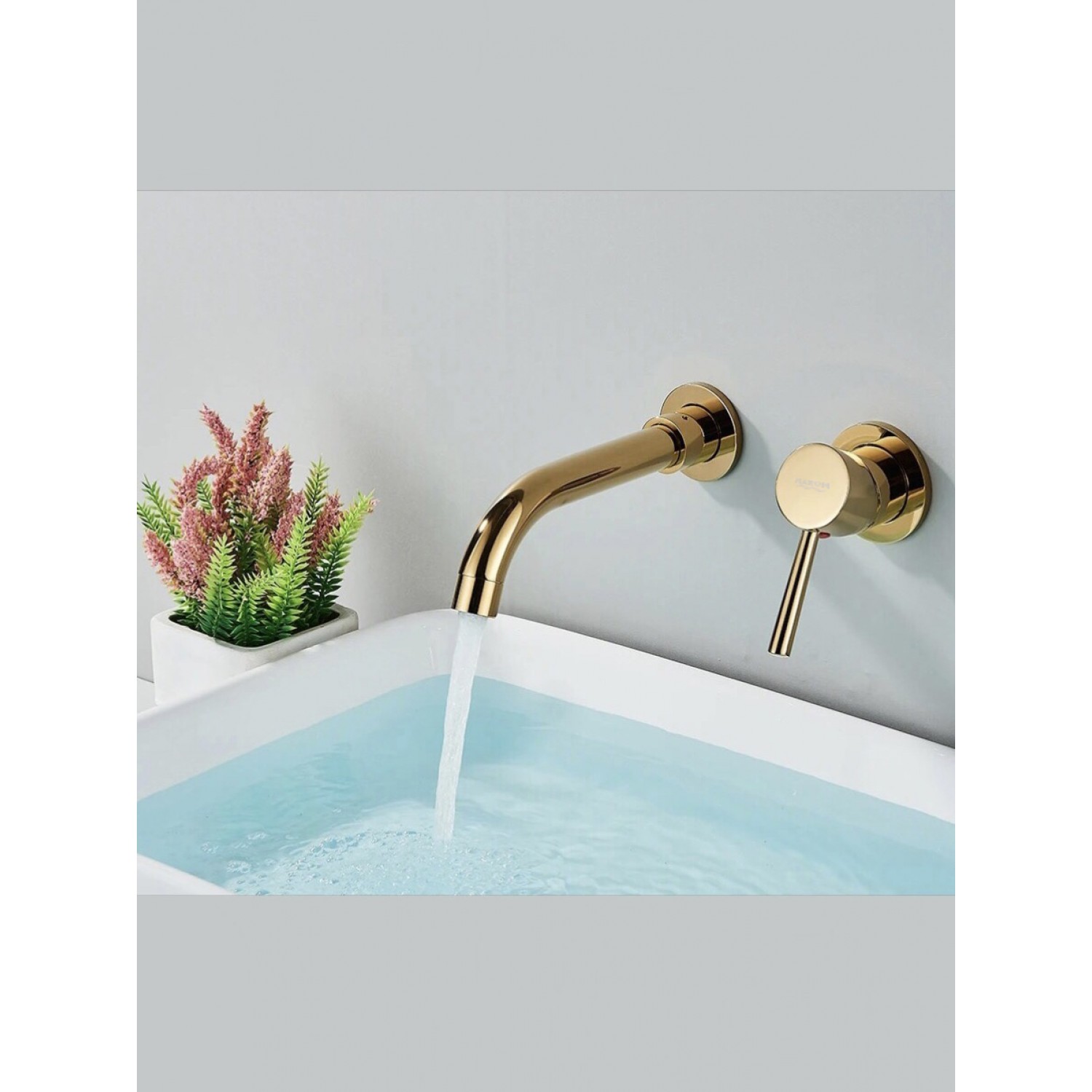 NARON Επιτοίχια Μπαταρία Νιπτήρα Αναμεικτική Με Μηχανισμό Εντοιχισμού NR3577 POLISHED GOLD