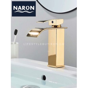 Naron Μπαταρία νιπτήρα καταρράκτης αναμεικτική NR1020 Polished Gold