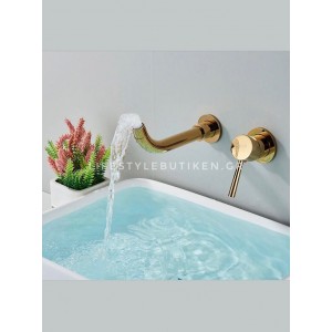 NARON Επιτοίχια Μπαταρία Νιπτήρα Αναμεικτική Με Μηχανισμό Εντοιχισμού NR3577 POLISHED GOLD