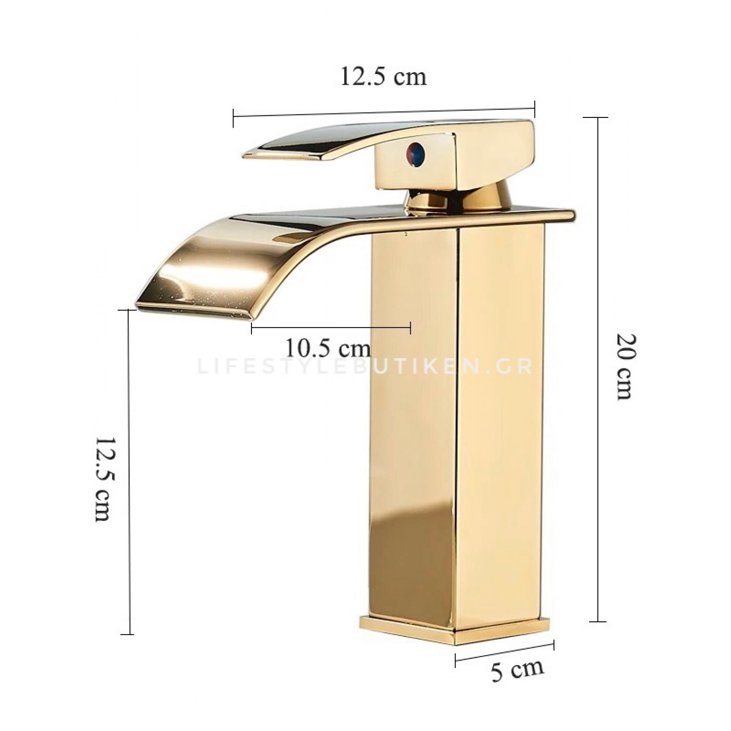 Naron Μπαταρία νιπτήρα καταρράκτης αναμεικτική NR1020 Polished Gold