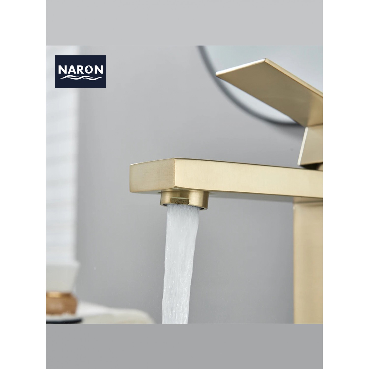 Naron Χαμηλή Μπαταρία Νιπτήρα αναμεικτική NR1030 Brushed Gold