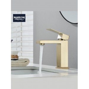 Naron Χαμηλή Μπαταρία Νιπτήρα αναμεικτική NR1030 Brushed Gold