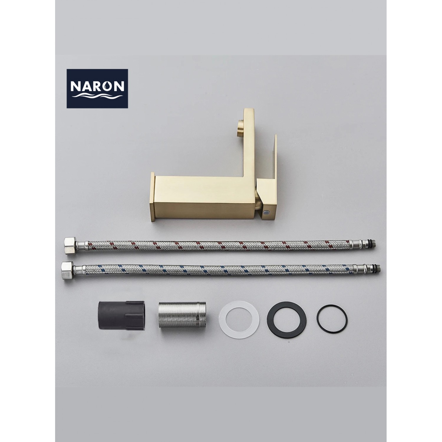 Naron Χαμηλή Μπαταρία Νιπτήρα αναμεικτική NR1030 Brushed Gold