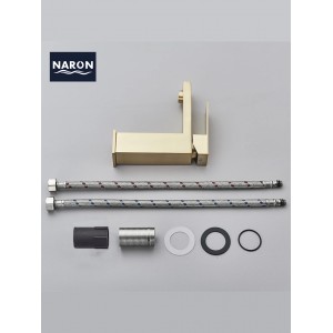 Naron Χαμηλή Μπαταρία Νιπτήρα αναμεικτική NR1030 Brushed Gold