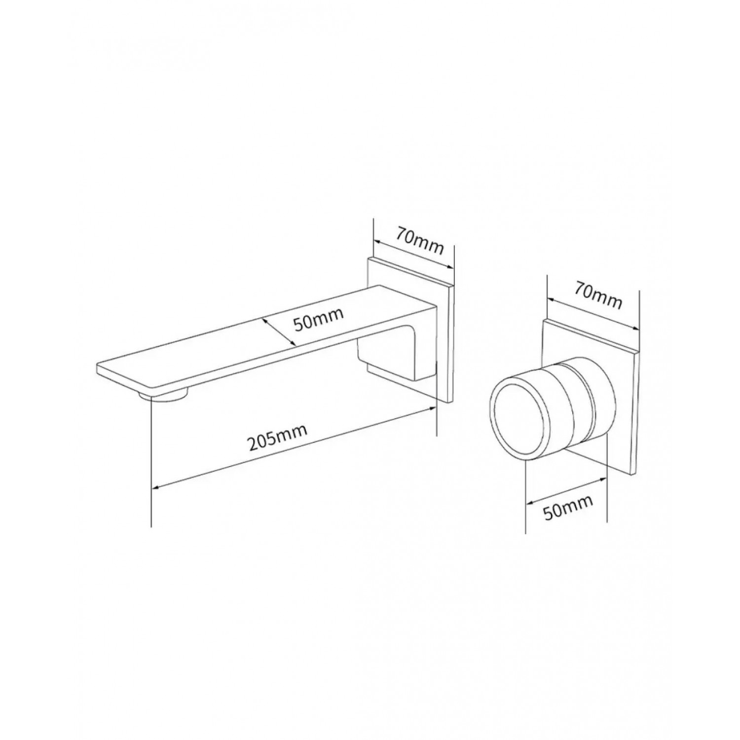 NARON Επιτοίχια Μπαταρία Νιπτήρα Αναμεικτική Με Μηχανισμό Εντοιχισμού NR6030 Gun Metal