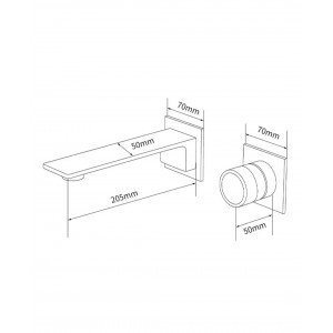 NARON Επιτοίχια Μπαταρία Νιπτήρα Αναμεικτική Με Μηχανισμό Εντοιχισμού NR6030 Gun Metal