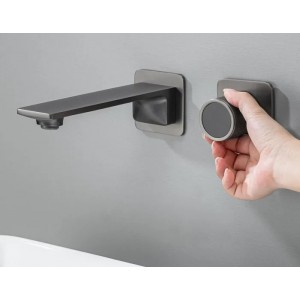 NARON Επιτοίχια Μπαταρία Νιπτήρα Αναμεικτική Με Μηχανισμό Εντοιχισμού NR6030 Gun Metal