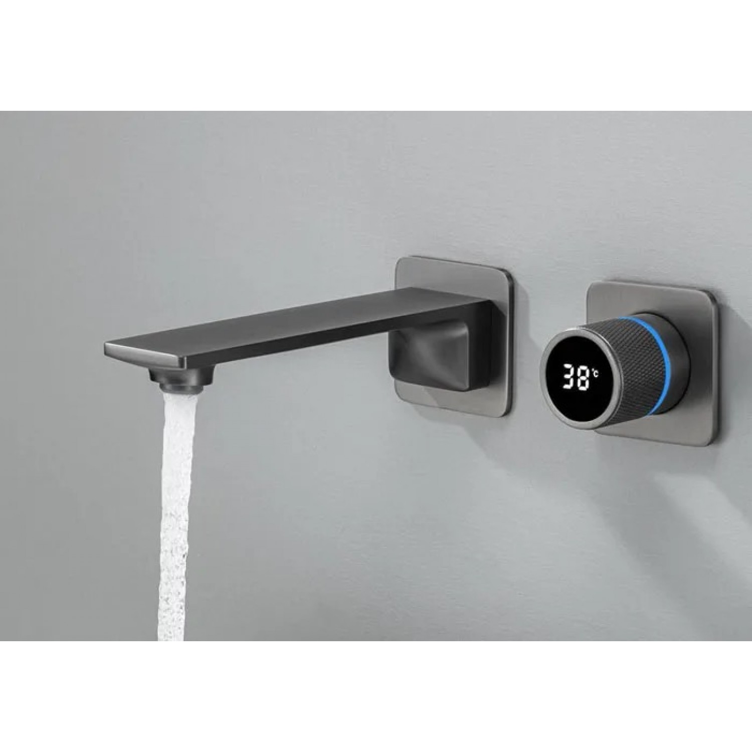 NARON Επιτοίχια Μπαταρία Νιπτήρα Αναμεικτική Με Μηχανισμό Εντοιχισμού NR6030 Gun Metal