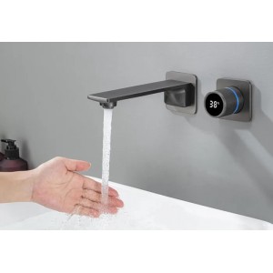 NARON Επιτοίχια Μπαταρία Νιπτήρα Αναμεικτική Με Μηχανισμό Εντοιχισμού NR6030 Gun Metal