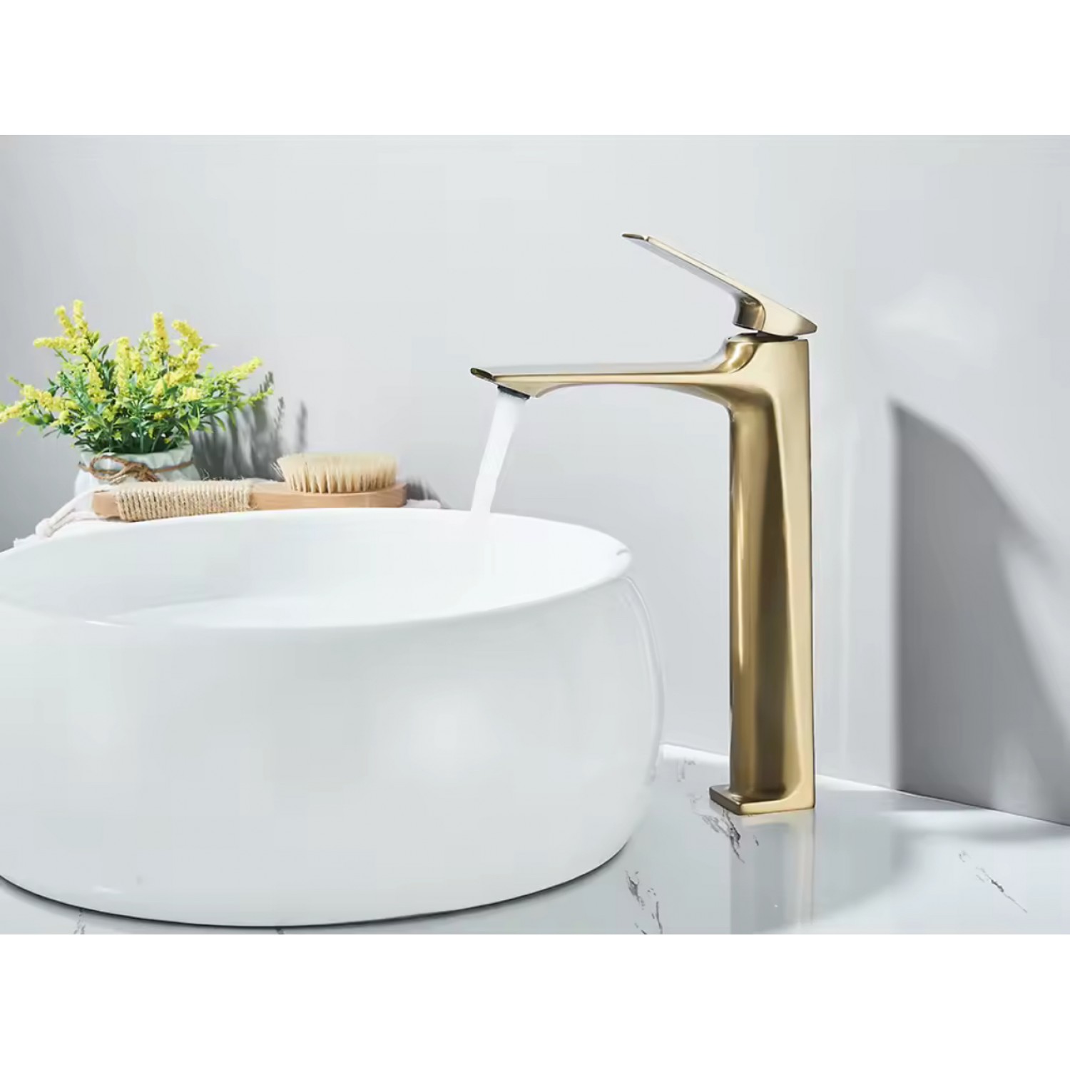 Naron Ψηλή Μπαταρία Πάγκου Νιπτήρα αναμεικτική NR2040 Brushed Gold