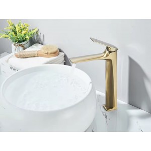 Naron Ψηλή Μπαταρία Πάγκου Νιπτήρα αναμεικτική NR2040 Brushed Gold