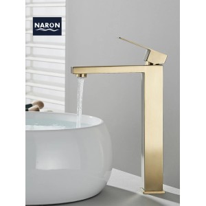 Naron Ψηλή Μπαταρία Πάγκου Νιπτήρα αναμεικτική NR2030 Brushed Gold