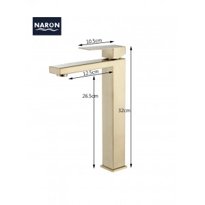 Naron Ψηλή Μπαταρία Πάγκου Νιπτήρα αναμεικτική NR2030 Brushed Gold