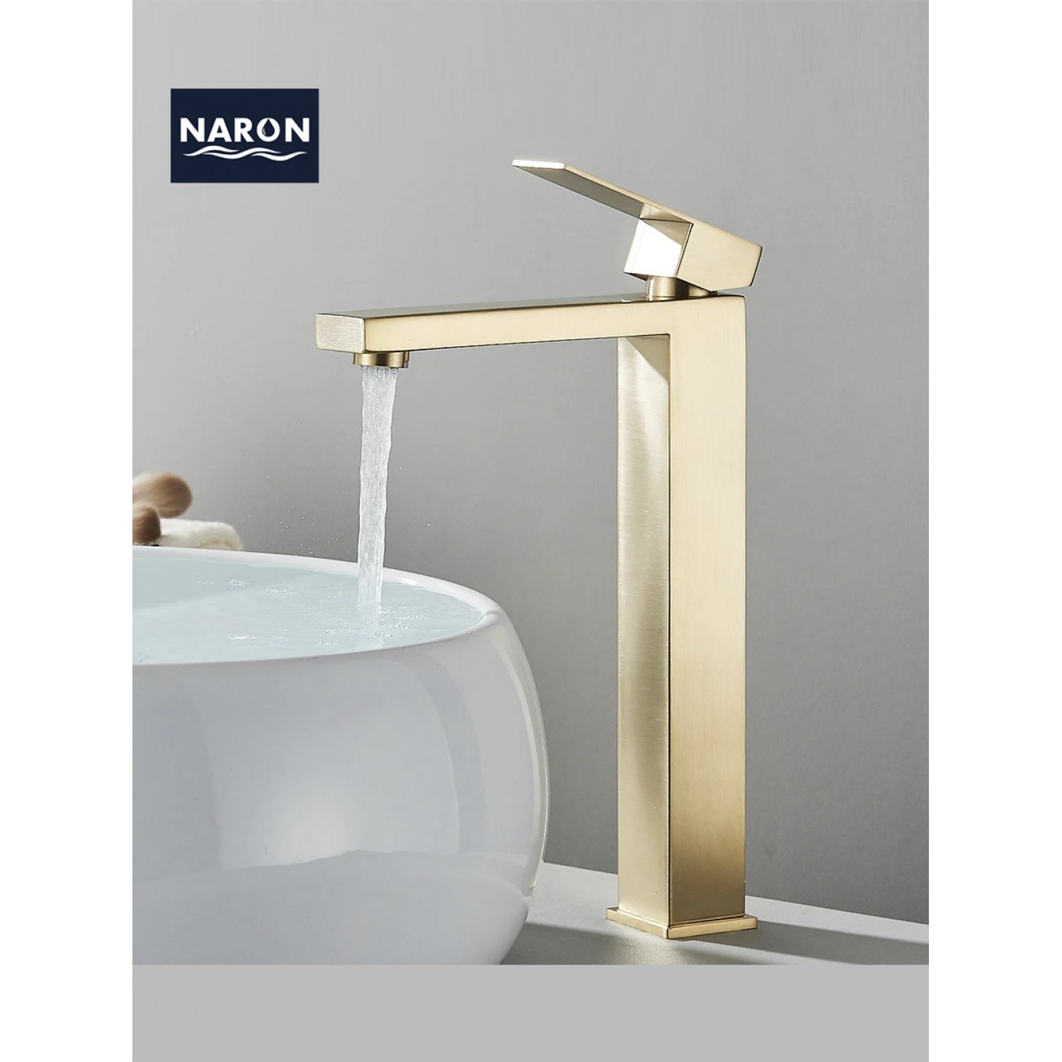 Naron Ψηλή Μπαταρία Πάγκου Νιπτήρα αναμεικτική NR2030 Brushed Gold