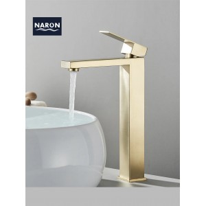 Naron Ψηλή Μπαταρία Πάγκου Νιπτήρα αναμεικτική NR2030 Brushed Gold