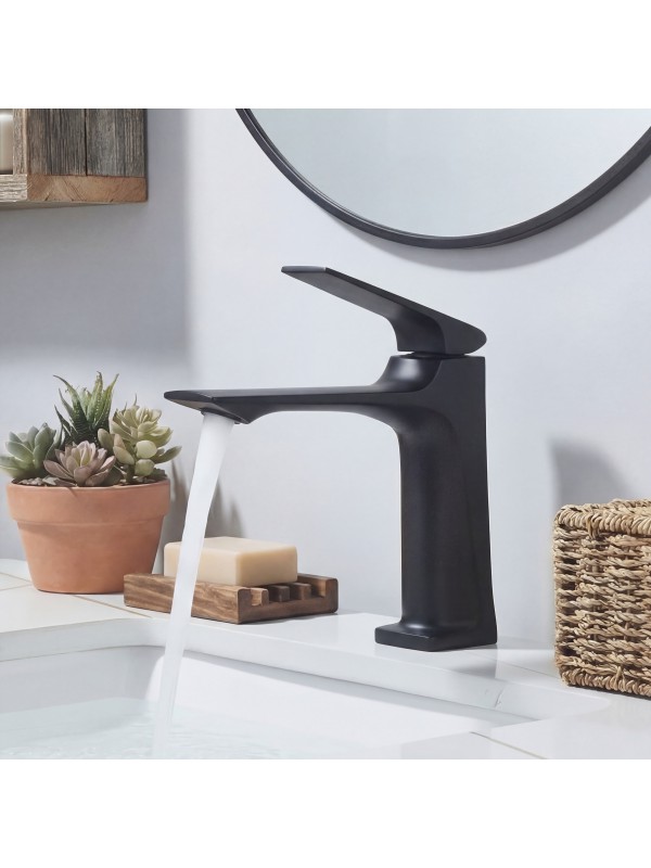 Naron Μπαταρία Νιπτήρα Χαμηλή Αναμεικτική NR1040 BLACK MAT