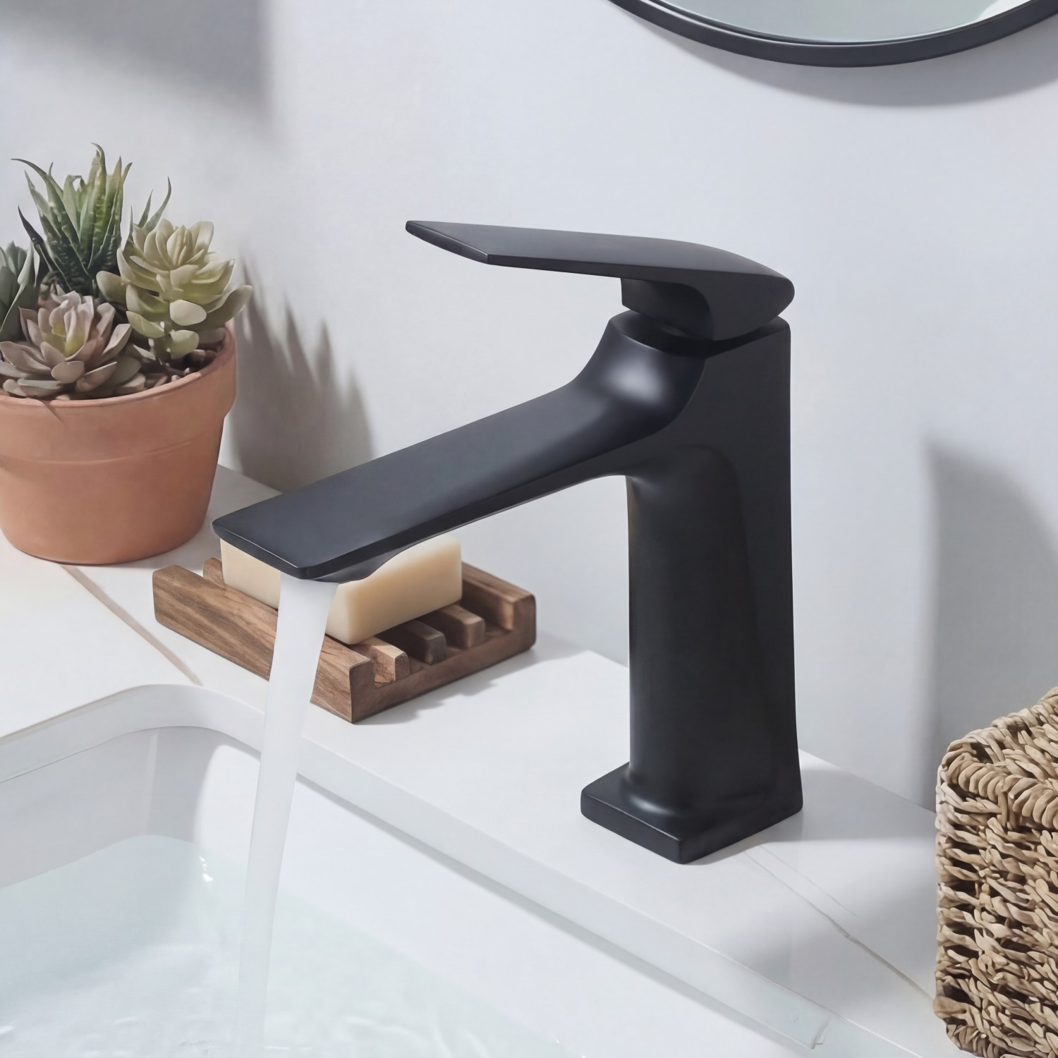 Naron Μπαταρία Νιπτήρα Χαμηλή Αναμεικτική NR1040 BLACK MAT