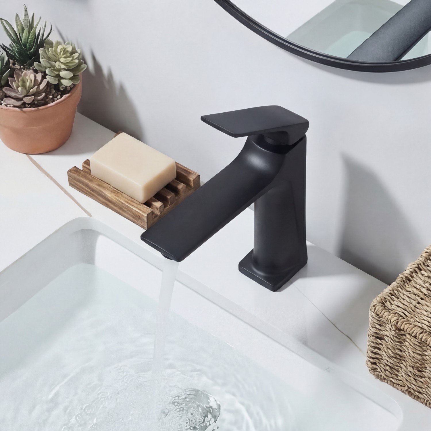 Naron Μπαταρία Νιπτήρα Χαμηλή Αναμεικτική NR1040 BLACK MAT