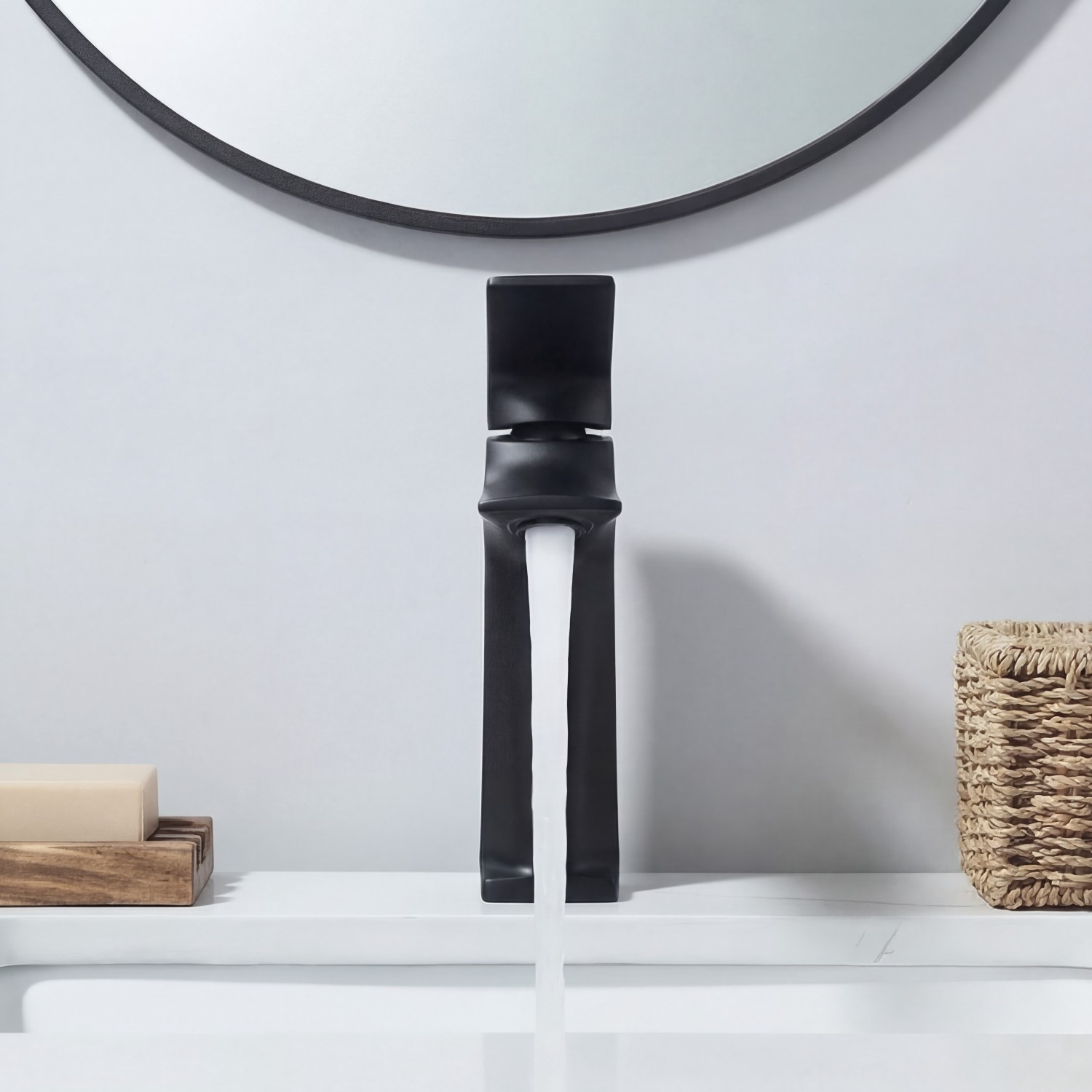 Naron Μπαταρία Νιπτήρα Χαμηλή Αναμεικτική NR1040 BLACK MAT