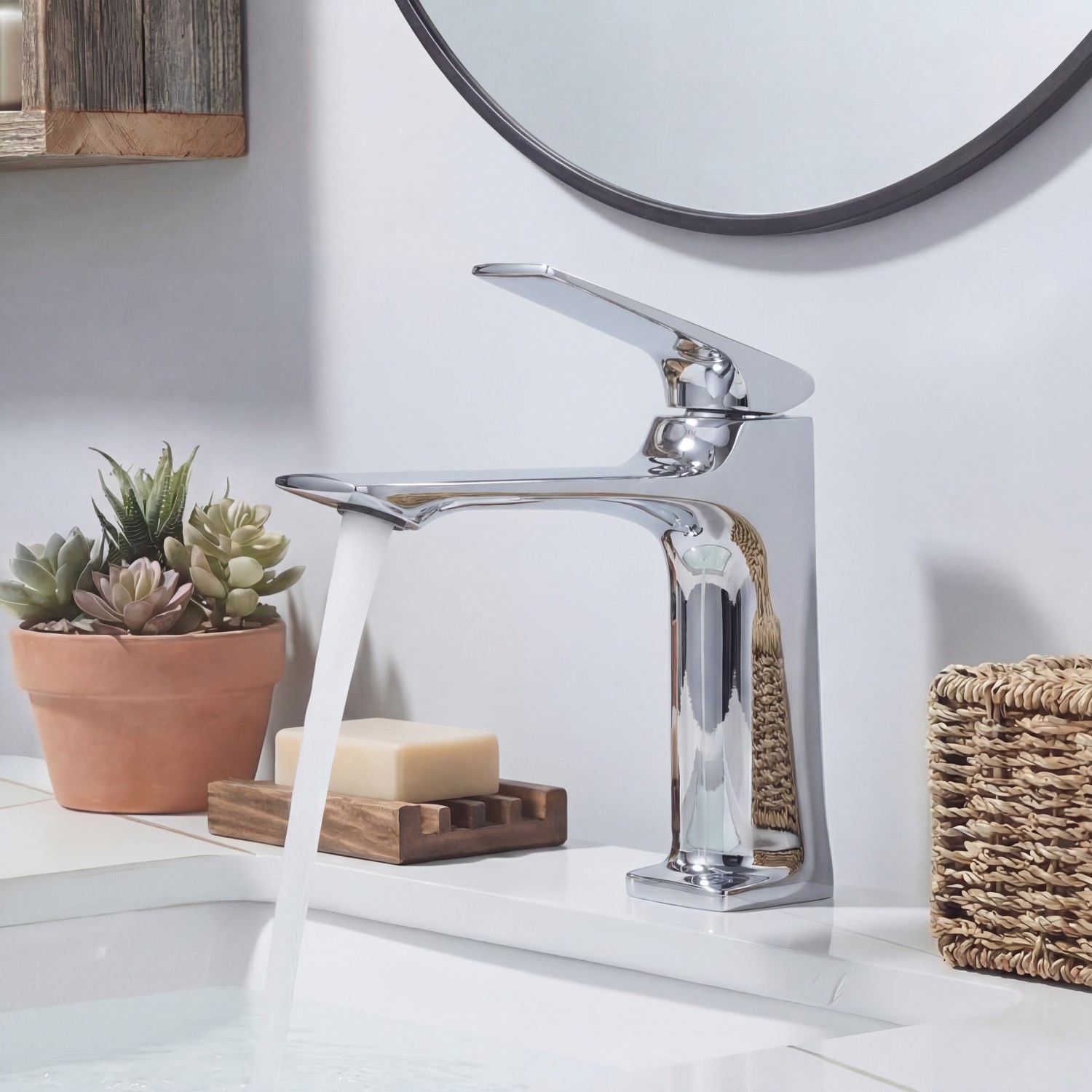 Naron Μπαταρία Νιπτήρα Χαμηλή Αναμεικτική NR1040 CHROME