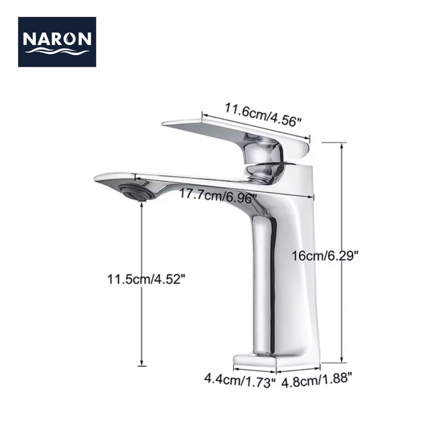 Naron Μπαταρία Νιπτήρα Χαμηλή Αναμεικτική NR1040 BLACK MAT