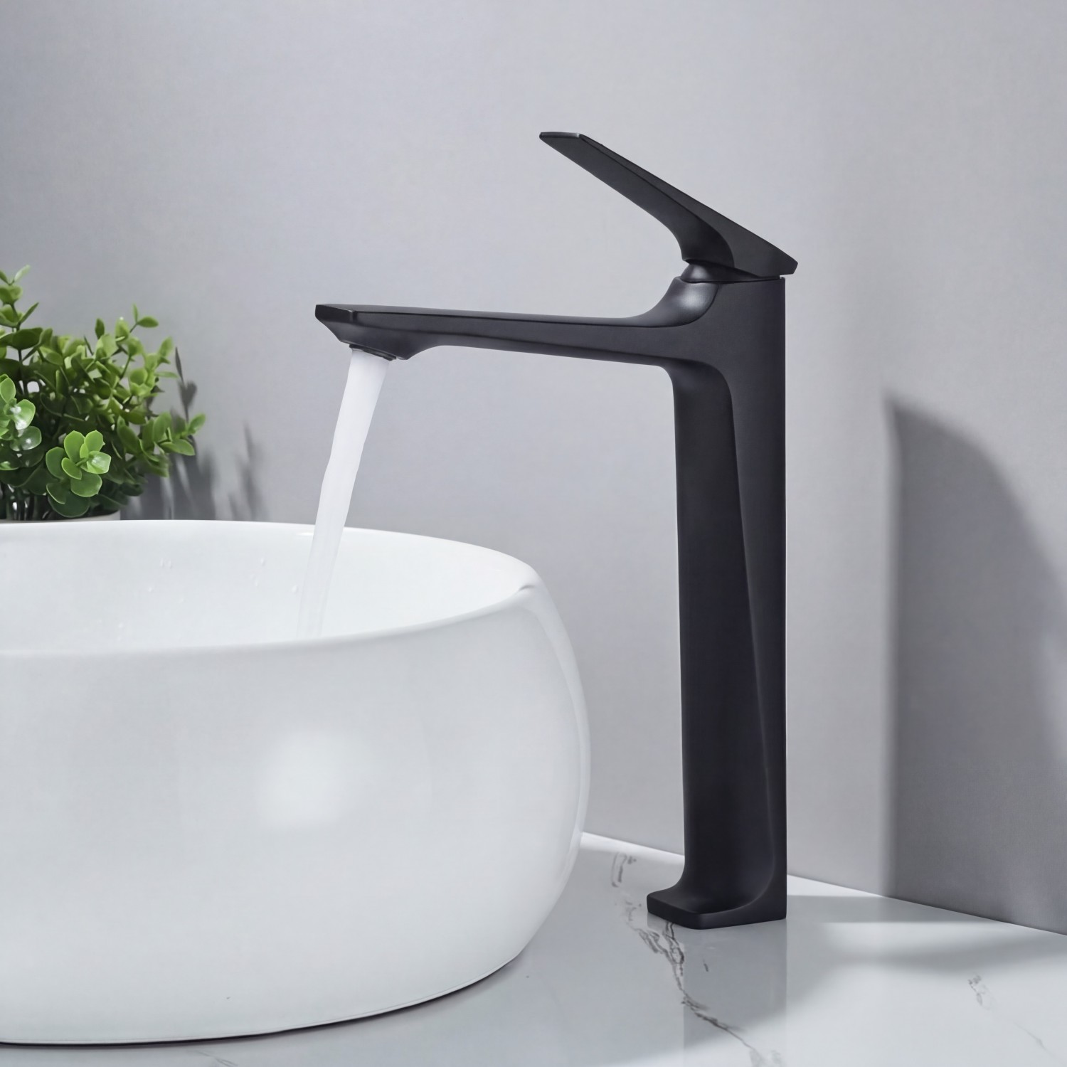 Naron Ψηλή Μπαταρία Πάγκου Νιπτήρα Αναμεικτική NR2040 BLACK MAT