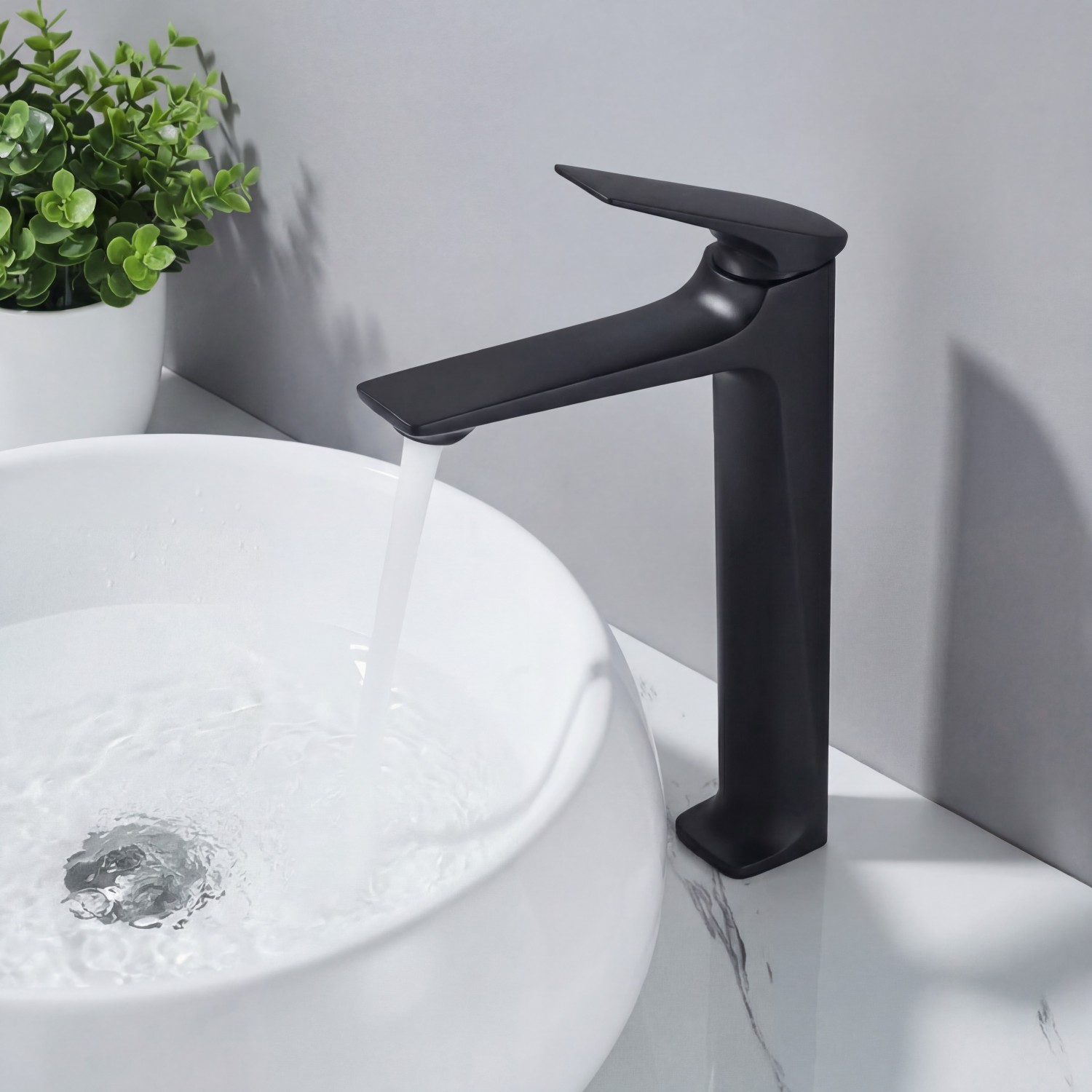 Naron Ψηλή Μπαταρία Πάγκου Νιπτήρα Αναμεικτική NR2040 BLACK MAT