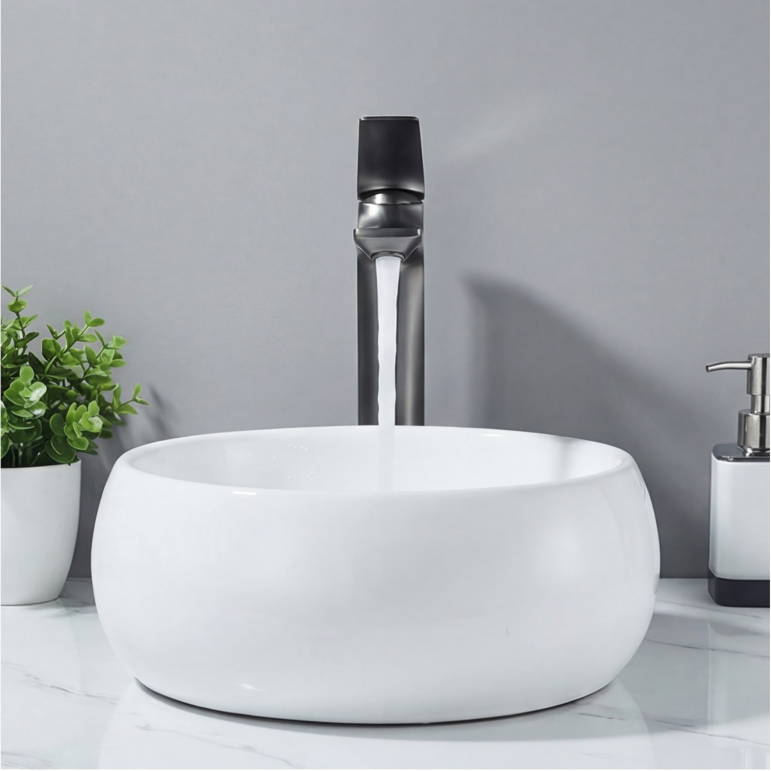 Naron Ψηλή Μπαταρία Πάγκου Νιπτήρα Αναμεικτική NR2040 Gun Metal