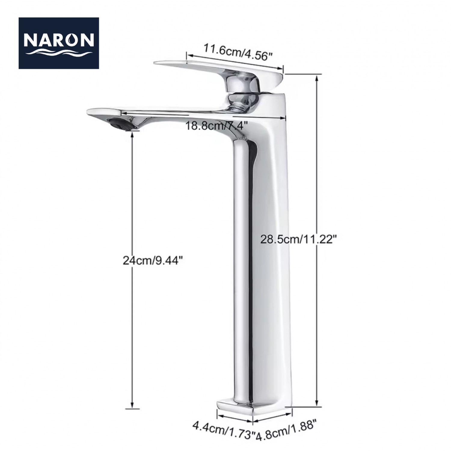 Naron Ψηλή Μπαταρία Πάγκου Νιπτήρα Αναμεικτική NR2040 CHROME
