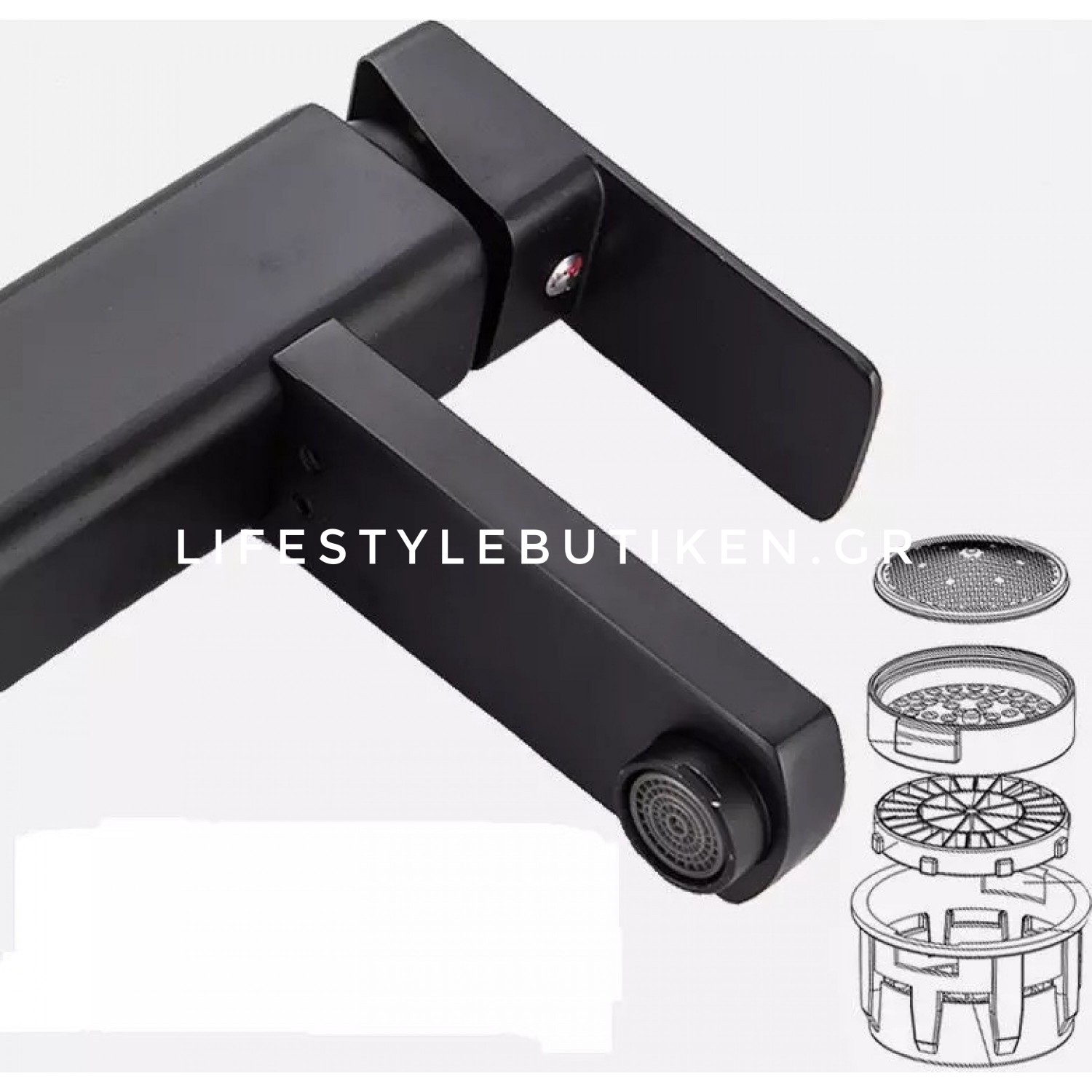 NARON Μπαταρία Νιπτήρα Ψηλή αναμεικτική NR-1020B BLACK MAT