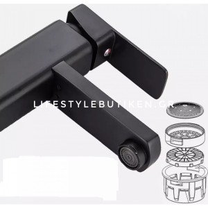 NARON Μπαταρία Νιπτήρα Ψηλή αναμεικτική NR-1020B BLACK MAT