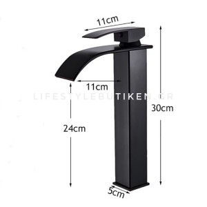 NARON Μπαταρία Νιπτήρα Ψηλή αναμεικτική καταρράκτης NR-1010B BLACK MAT