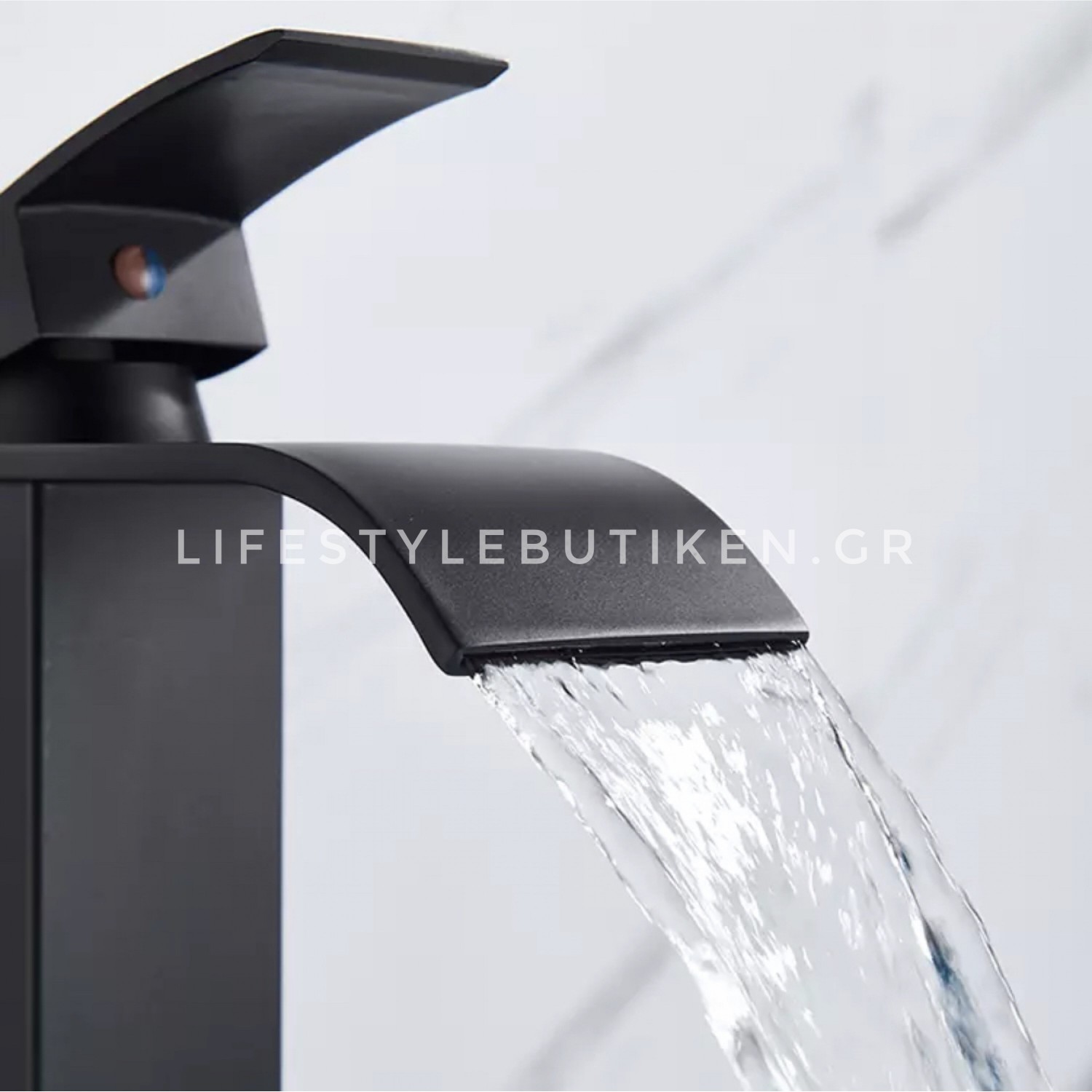 NARON Μπαταρία Νιπτήρα Ψηλή αναμεικτική καταρράκτης NR-1010B BLACK MAT